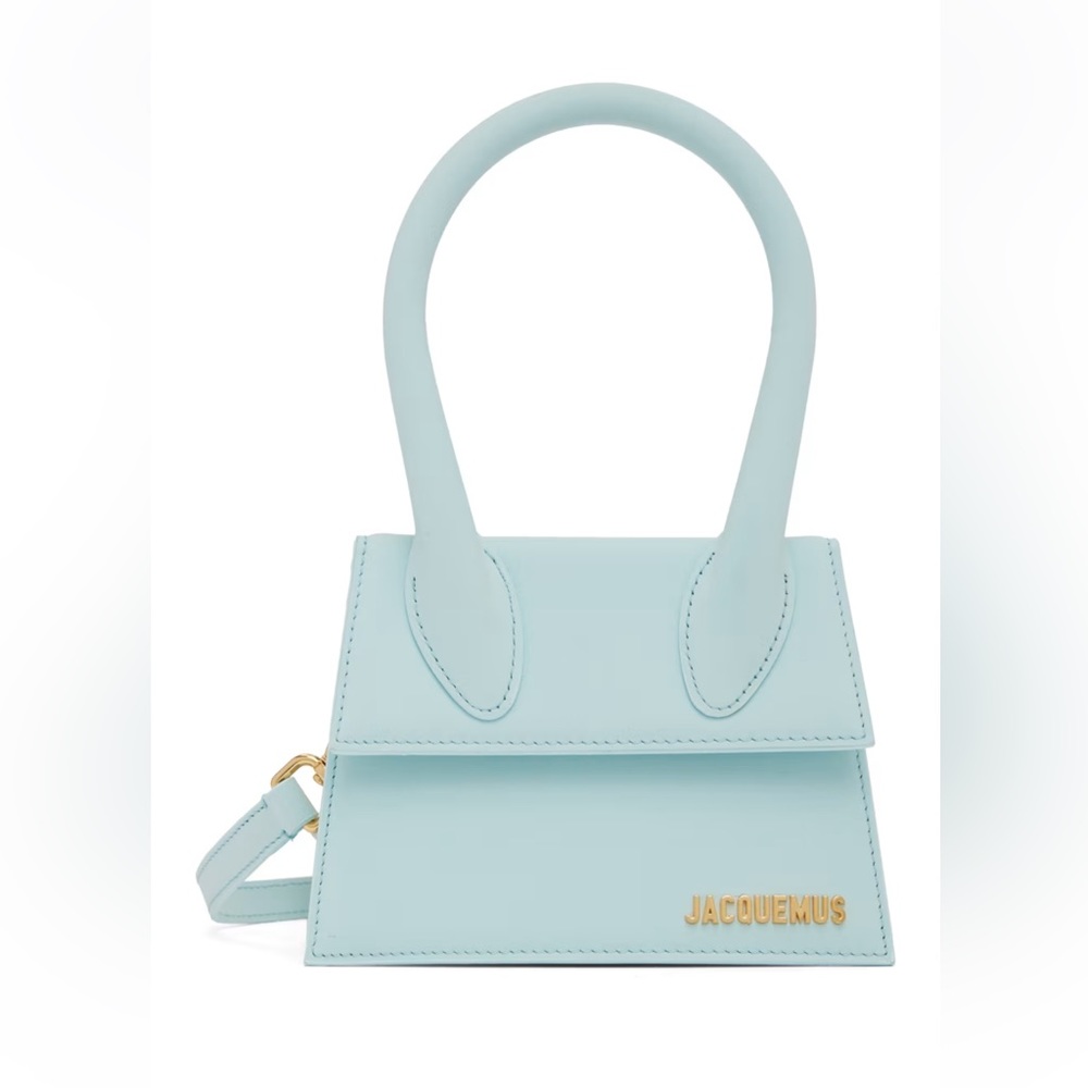 NEW JACQUEMUS Le Chiquito Moyen Light Blue Tote Shoulder Tote Bag Purse NWT